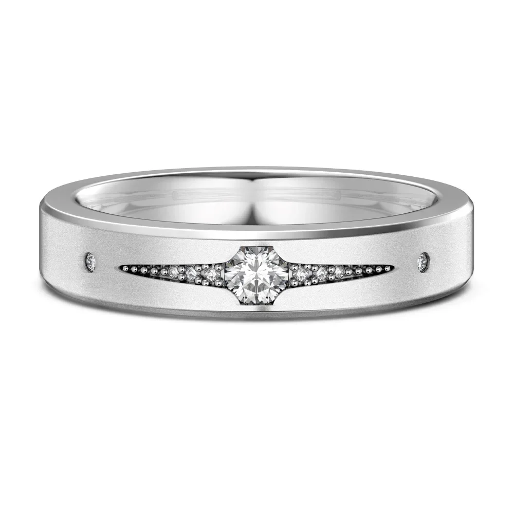 Серебряное кольцо для пары S925 с простым геометрическим круглым бриллиантом