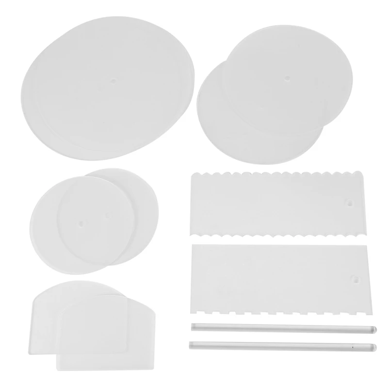 

Acrylic Round Cake Discs Set,Buttercream Tiered Cake Decorating Tools,Cake Discs Circle Base Boards,Acrylic Cake Scraper
