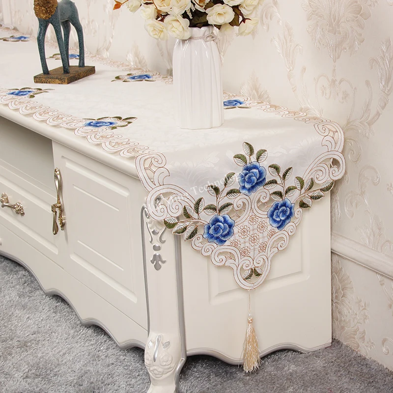 Table Runner Table Flag Europe Embroidered Table Runners Dresser Table Cover Flower Tv Cabinet Tablecloth Coffee Shoe Dust Cover