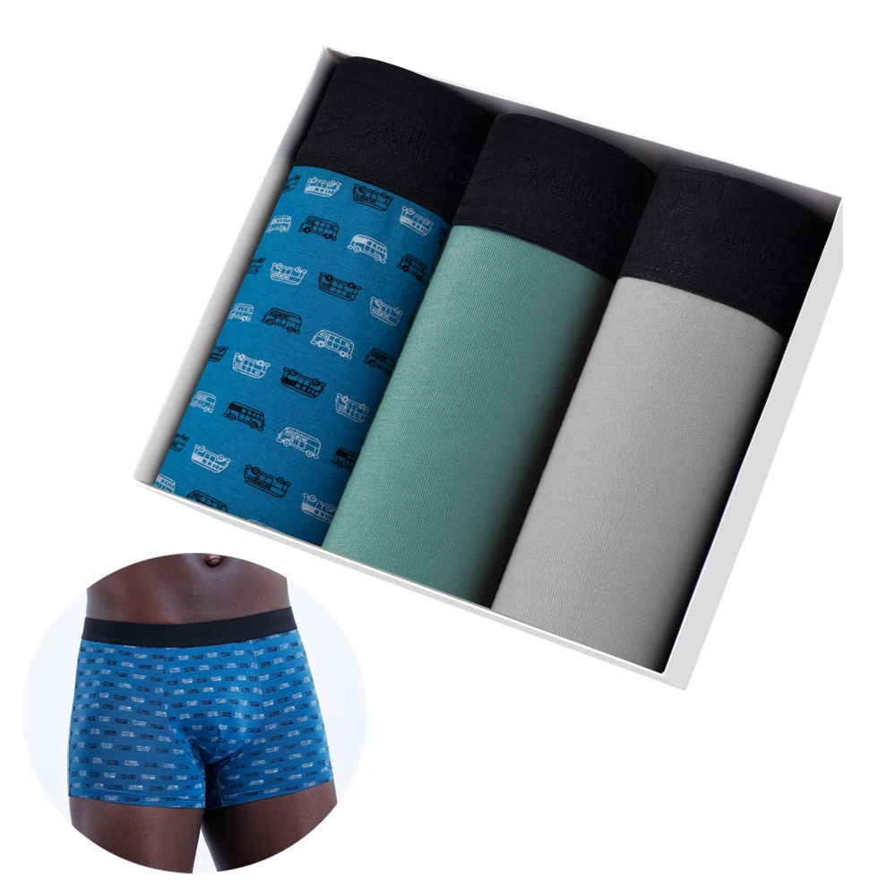 

3 шт./комплект, мужские хлопковые трусы-боксеры с принтом