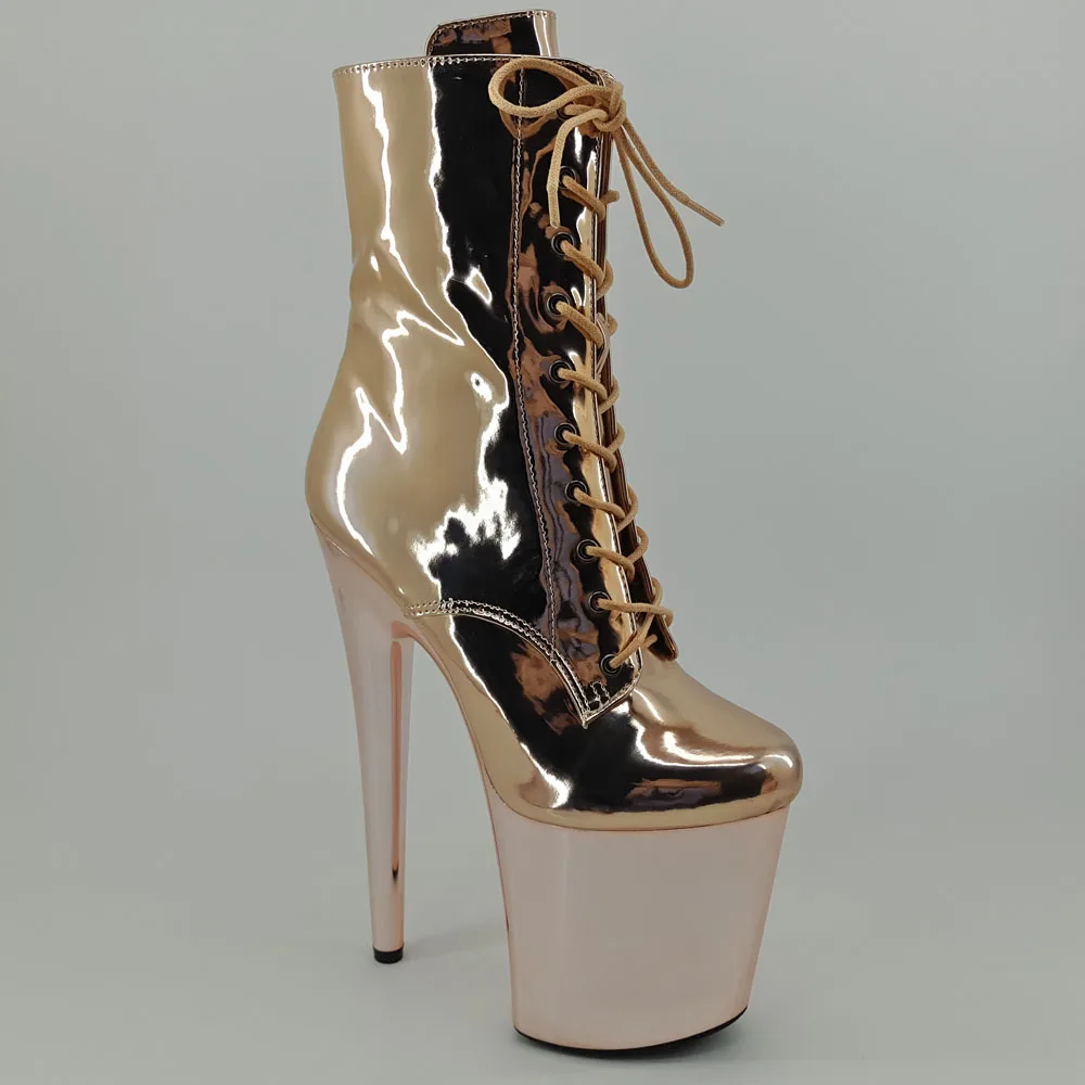 Leecabe Champagne 20CM/8inches Pole dancing shoes High Heel platform Boots closed toe Pole Dance boots