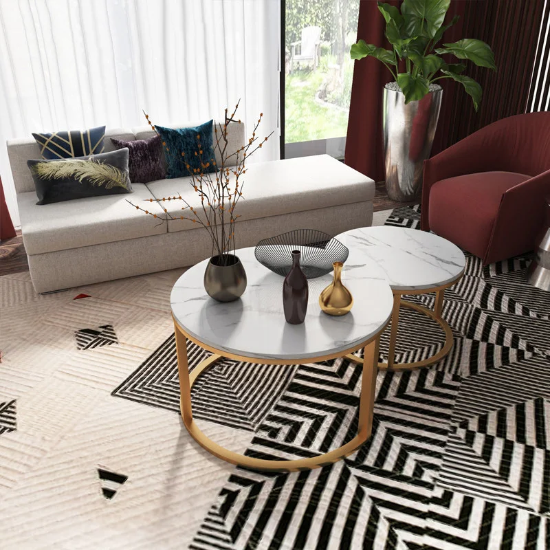 

White Round Coffee Table Books Minimalist Space Saving Coffee Table Aesthetic Mueble Entrada Recibidor Laptop Balcony Furnlture