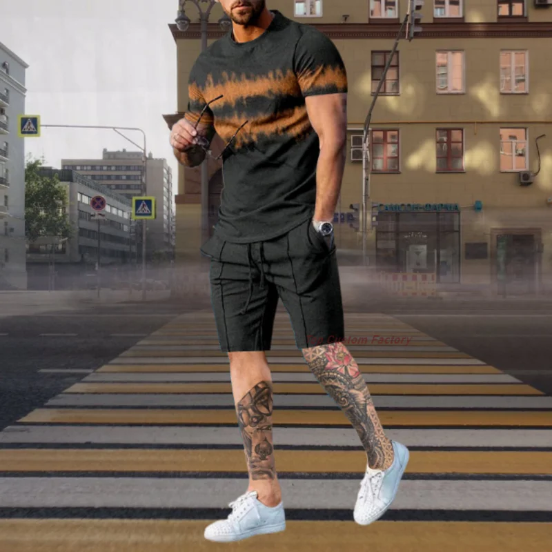 Men's Summer Oversized Cools Street Short Sleeve Tracksuits T-shirt CasualsTop Jogger Shorts Sportswear Clothing 2 Piece Set