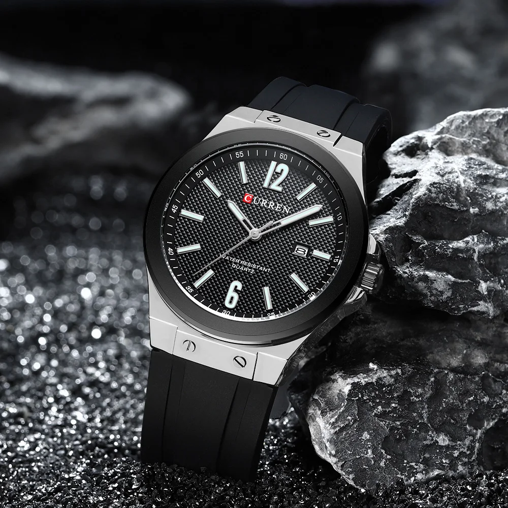 CURREN 8467 мужские спортивные кварцевые часы с силиконовым ремешком водостойкий
