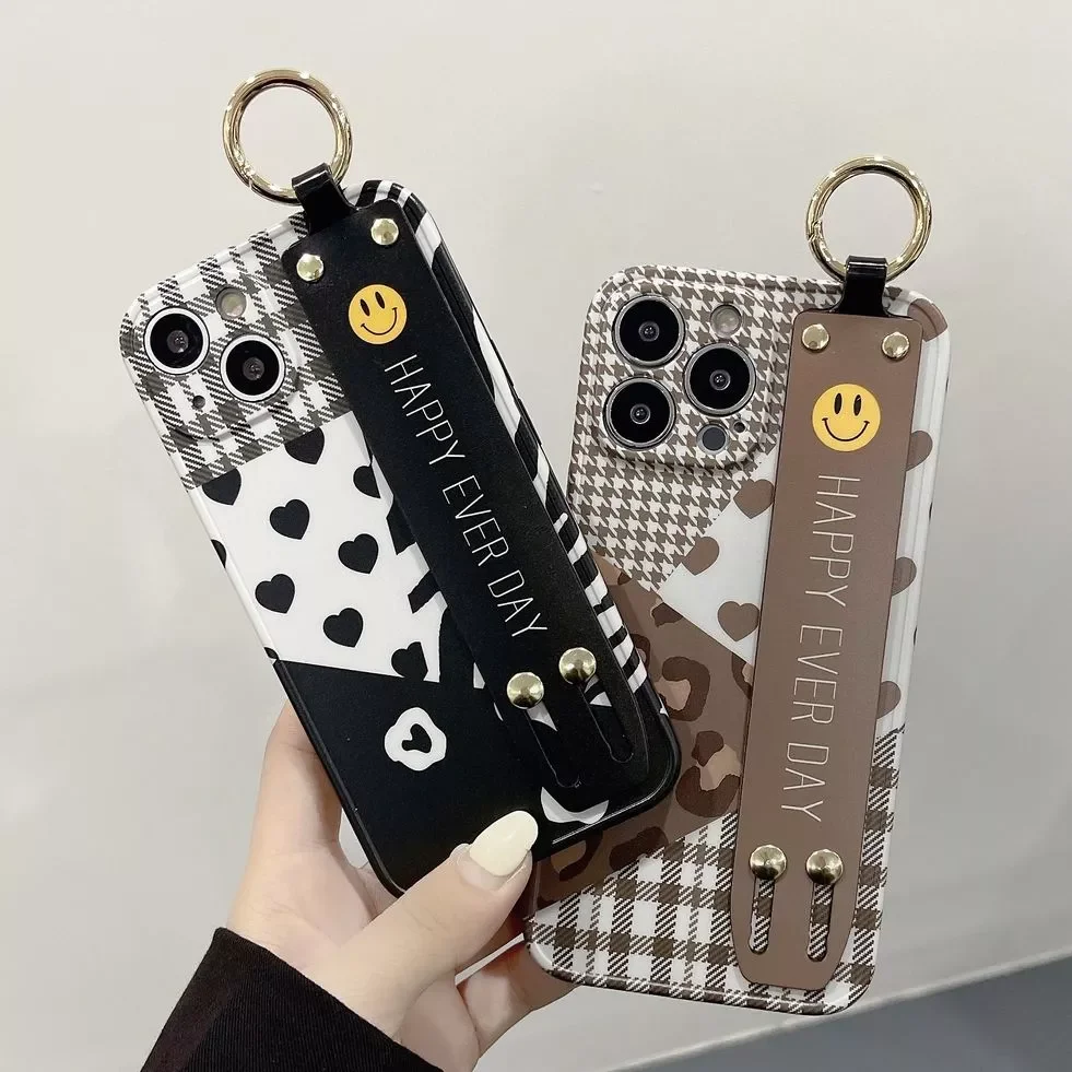 

Plaid Splicing Design Wristband Case For iPhone 11 11promax 12 12promax X XS XR xsmax 13 13Promax 7 8p Soft shell