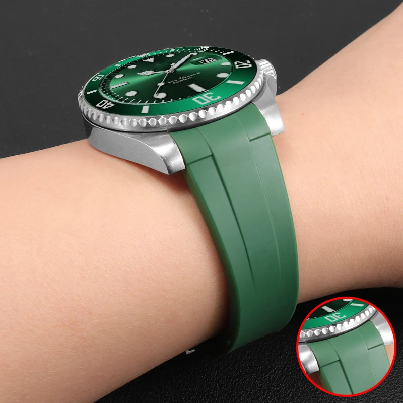 

Ремешок резиновый для часов rolex, водонепроницаемый силиконовый браслет с изогнутым концом, защита от пыли, 20 мм 21 мм