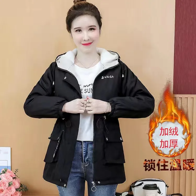 

Женская зимняя куртка, новинка, бархатная Толстая теплая верхняя одежда, универсальная повседневная Короткая свободная ветровка, Женское п...