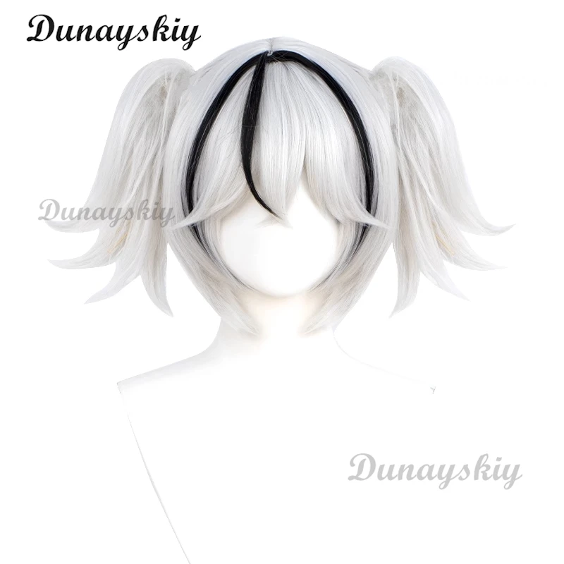 Wuthering Waves Camellya парик для косплея черные береги Chun белый с двойным хвостиком