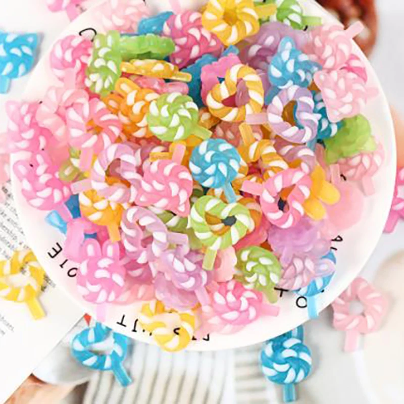 10 шт. люминесцентный мини-леденец из смолы подвески для холодильника случайный