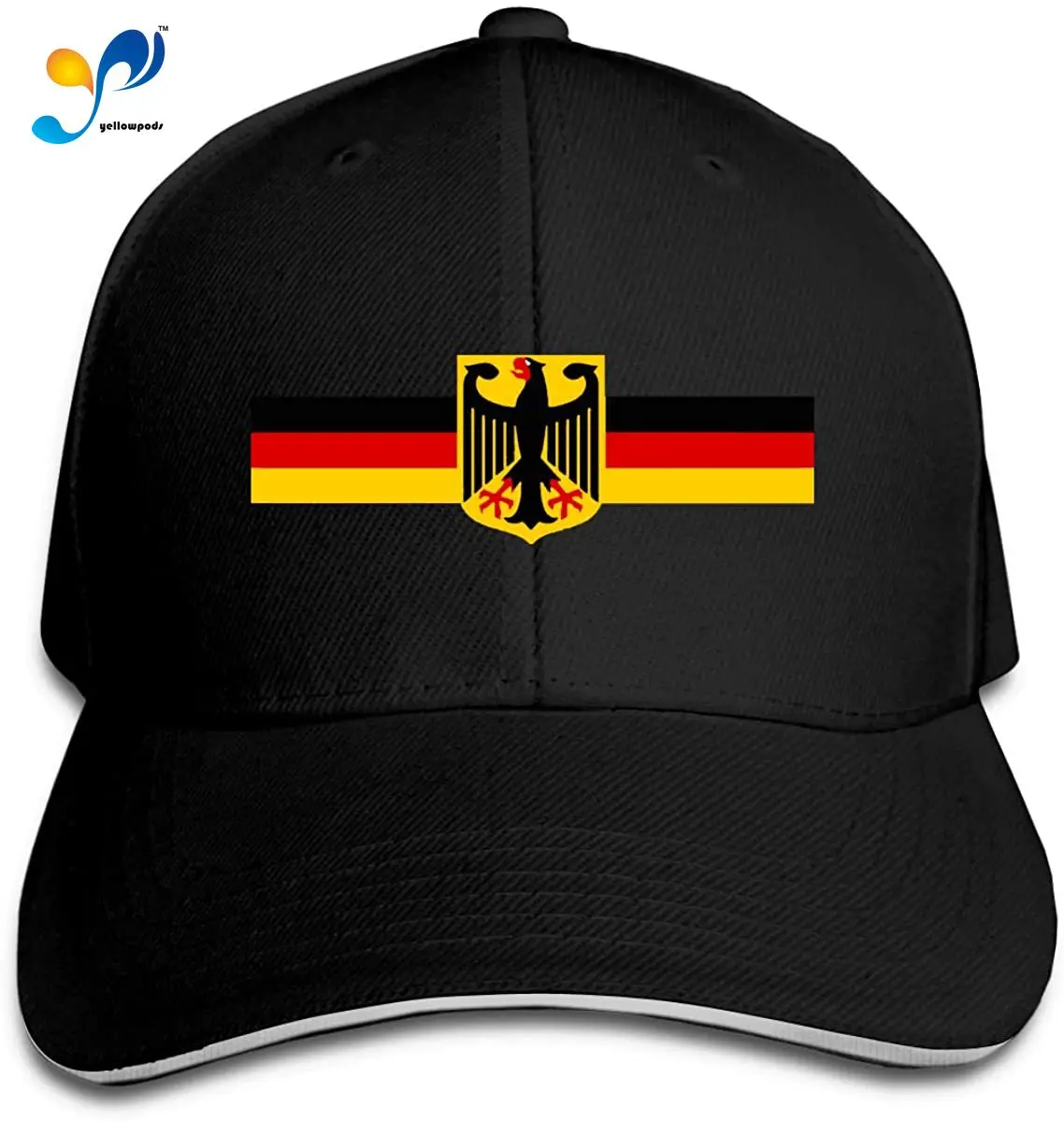 

German Flag With Eagle Unisex Sandwich Baseball Cap Adjustable Snapback Hat Hunting Casquette