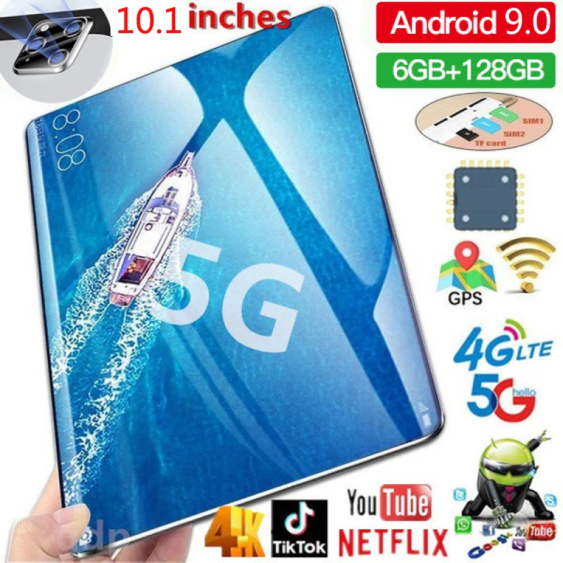 

Tablet PC 10.1 inch 6G+128GB WiFi Tablet Android 9.0 Bluetooth Game Tablet Computer with Dual Camera