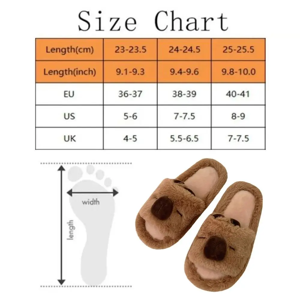 Мягкие теплые тапочки с капибарой бесшумные плюшевые на толстой подошве милые