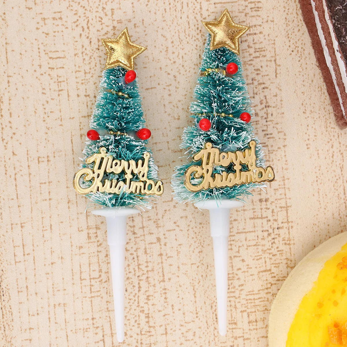

Christmas Cake Tree Cupcake Toppers Picks Toppermerry Party Pick Glitter Decorations Birthday Fruit Insert Holiday Cocktail
