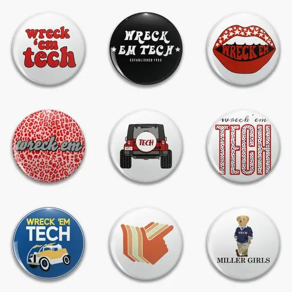 

Wreck Em Tech With Stars Lips Cheetah Soft Button Pin Customizable Jewelry Fashion Metal Lover Decor Brooch Gift Hat Badge Funny