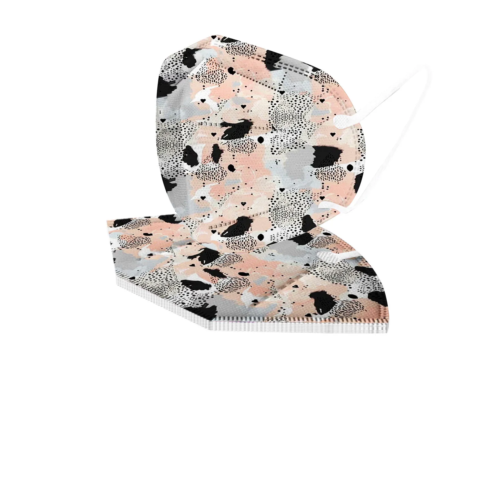 Маска для лица с принтом из Кореи на 4 слоя, повторяемая, для женщин, с защитой от вредных веществ и не оставляющая следов помады, 5 штук в упаковке.