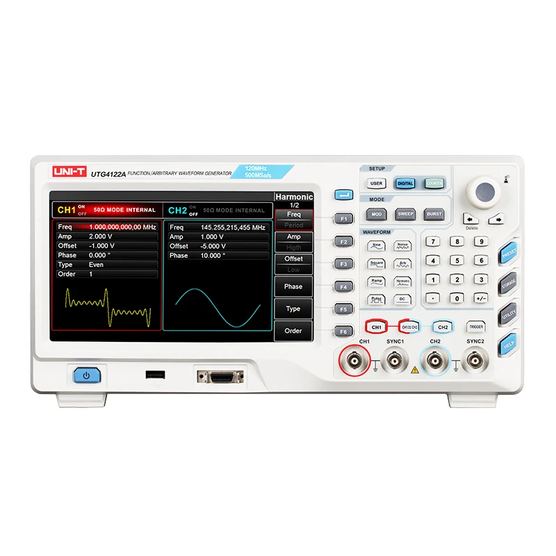 

High Precision UNI-T UTG4122A 120MHz 500MS/s 2CH 8 Inches Screen LCD Function Arbitrary Waveform Signal Generator