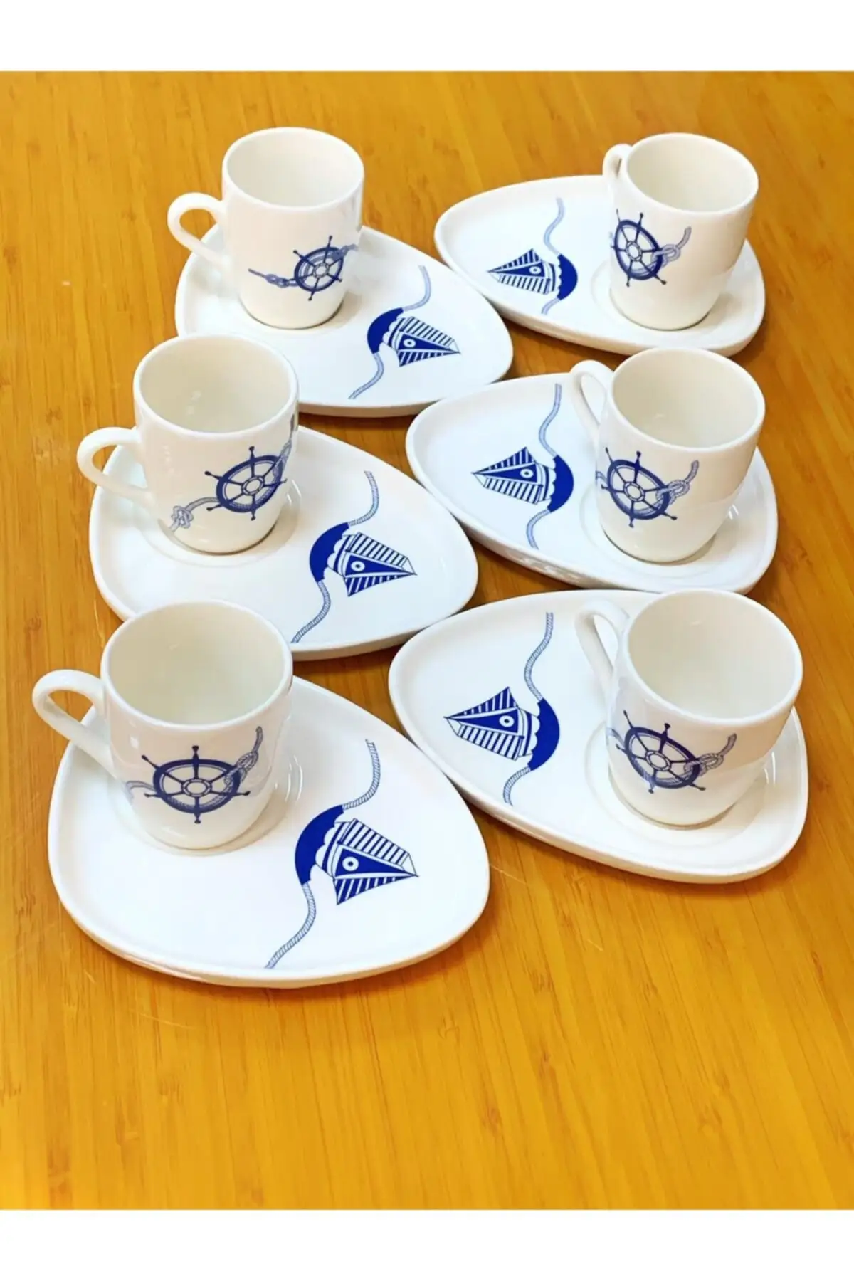 

Amazing Turkish Greek Arabic Coffee & Espresso Cup Set Marine Jumbo Set of ceramic coffee cup with presentation.