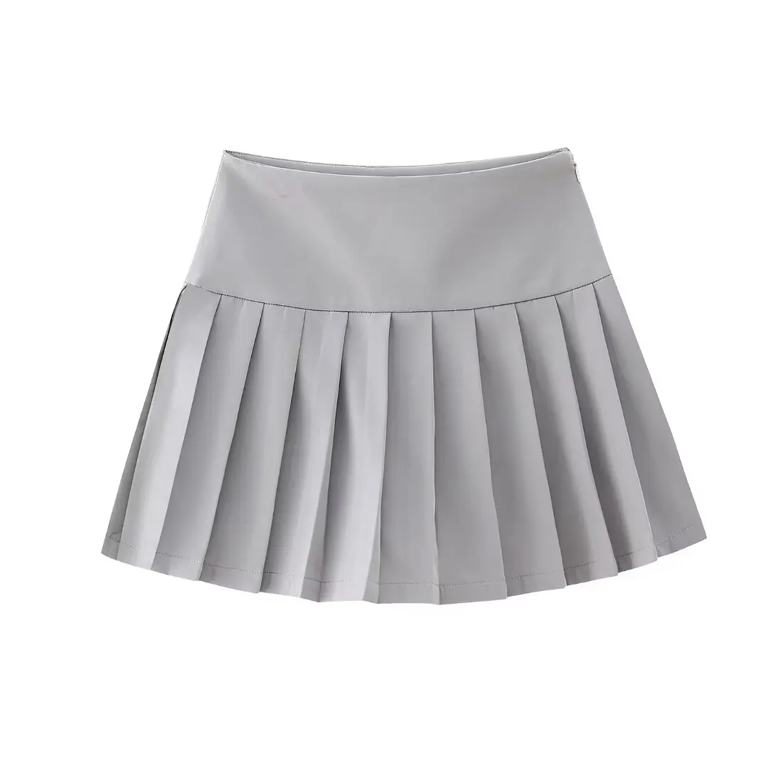 Женская мини-юбка-брюки с завышенной талией и молнией сбоку