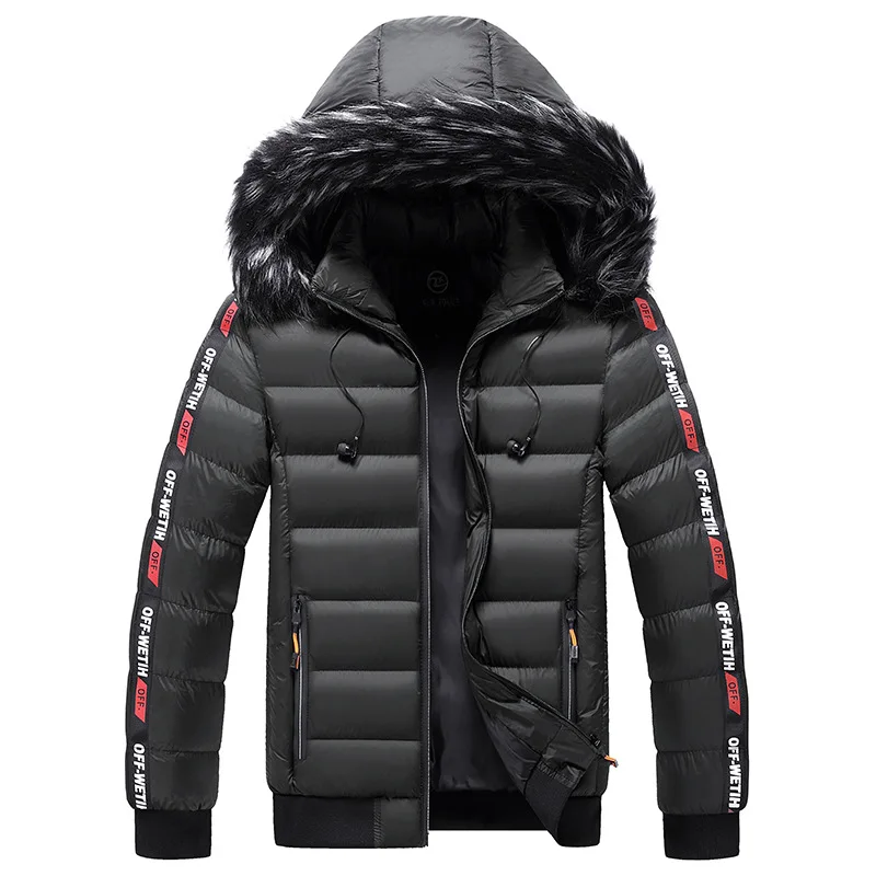 Winter Warm Men Hooded Parkas Jacket Coat Men Fur Collar Thick Fleece Parkas Men Outerwear Wool Windproof Down Jacket Coats Men