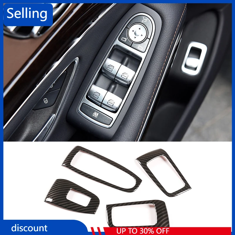 

Для Mercedes-Benz S-Class W222 2013-2020 ABS углеродное волокно Кнопка подъема окон автомобиля наклейки аксессуары