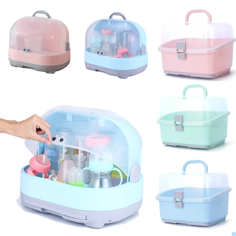 Portable Baby Bottles Storage containers Drying Rack Plastic Tableware Dry Case Kid Travel Feeding Multi-Functional Storage Box