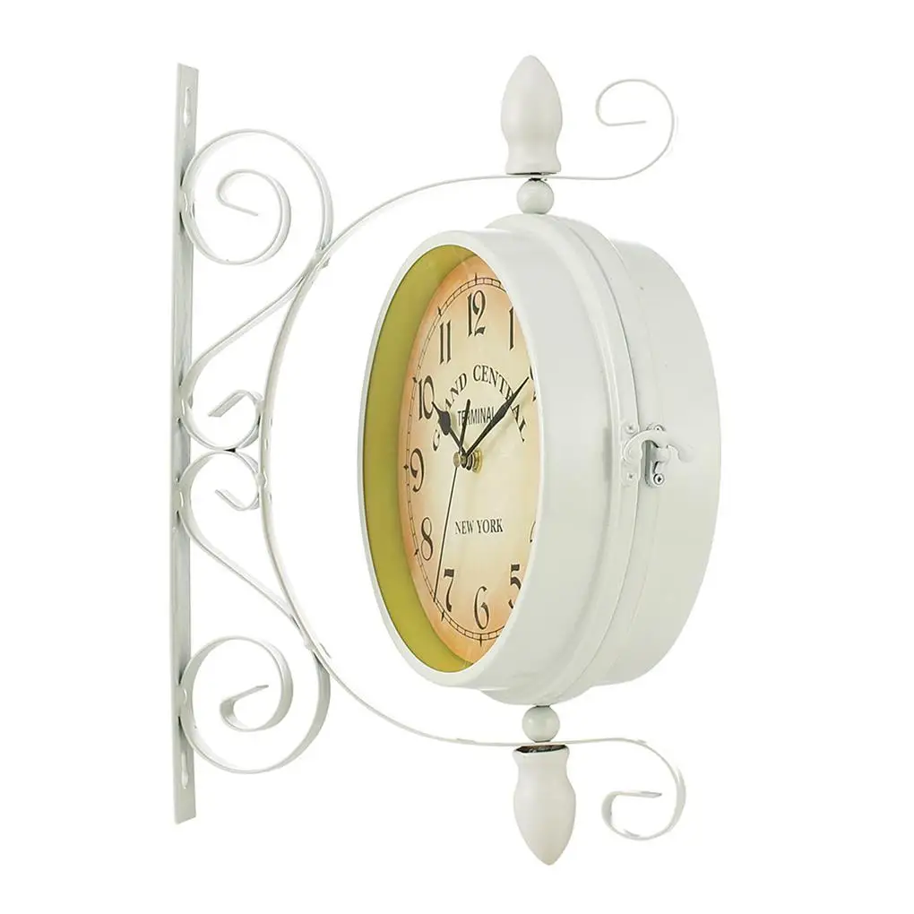 

Retro Wall Clock Household Hanging Decors Scene Layout Battery-powered Dual-sided Clocks Room Adornment Clocking Tool