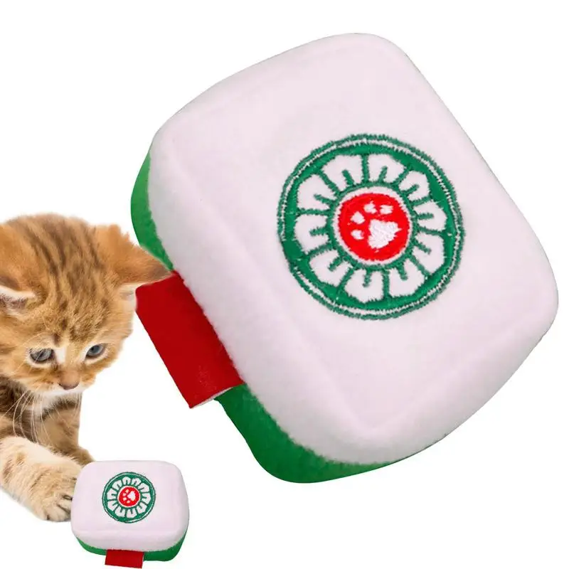 

Cat Plush Toy Mahjong Style Cute Chewing Toys For Cats Cat Toys Cat Kitten Bite Toys Supplies With Sound Paper Chew Interactive