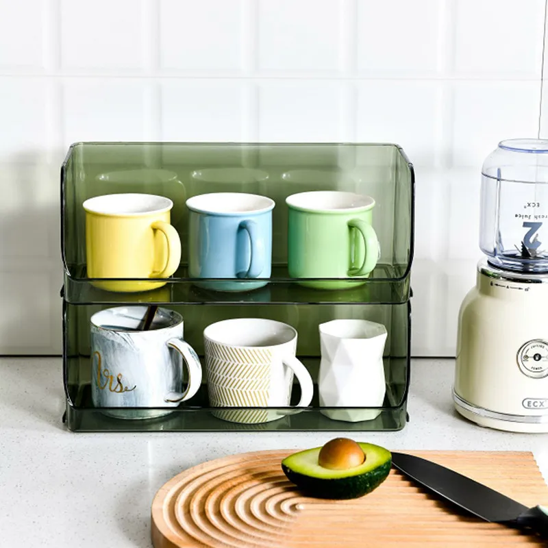 

Stackable Desktop Storage Boxes, Cup Holder, Cosmetic Organizer, Clear Acrylic Display Shelf for Makeup and Accessories