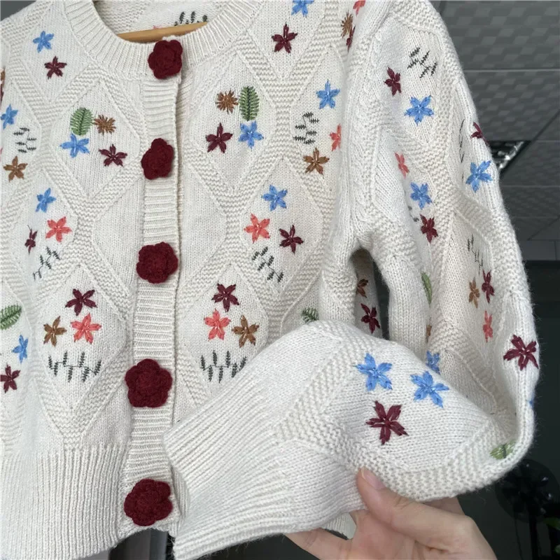 Limiguyue свитер с 3D цветочной вышивкой женский осенне-зимний жаккардовый вязаный