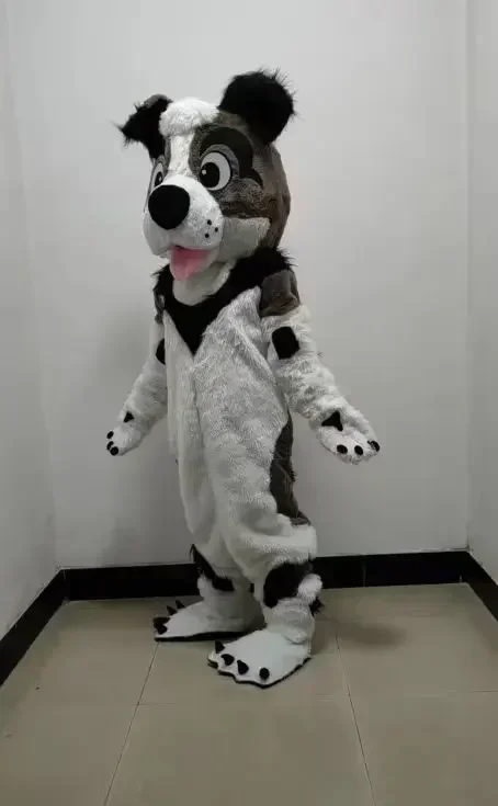 Длинный мех пушистая собака хаски лиса меховой костюм волк талисман рекламный