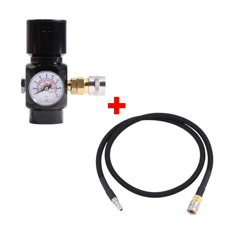 

Air HPA CO2 Portable Low Pressure Regulator for Pneumatic Tools Including Nail with 40 inch Remote Braided Air line 0-130psi