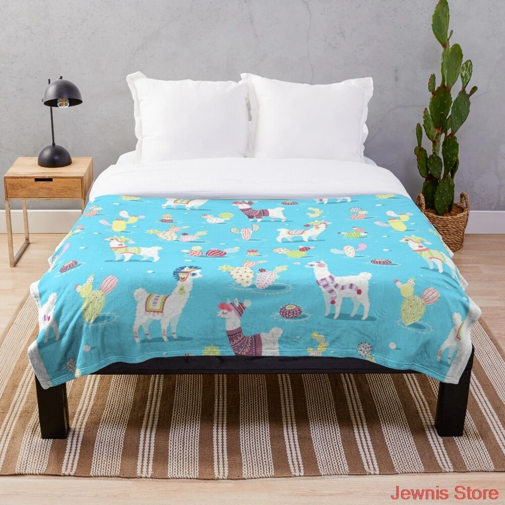 

Alpaca Pattern Blanket Fleece Cartoon Print Children Warm Bed Throw Blanket newborn bayby Adult Blanket