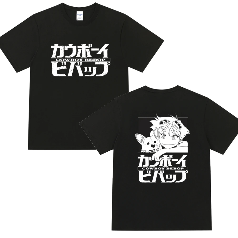 

Cool Cowboy Bebop T Shirts MEN WOMEN Japanese Anime Print T-shirt Summer Teen Oversized Black Short Sleeve Tee Shirt Male Tops