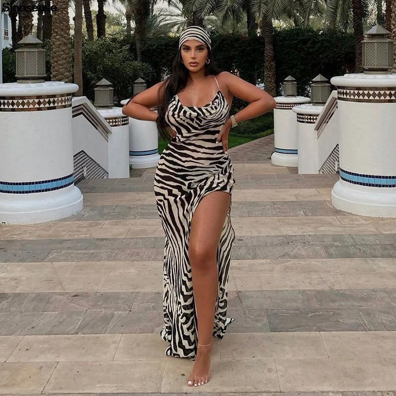 Женское пляжное платье в полоску Зебра стиле бохо праздничное сексуальное с