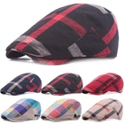 Винтажный клетчатый берет в британском стиле, повседневные спортивные кепки унисекс, хлопковые шапки, Классический берет с плоским верхом, кепка художника