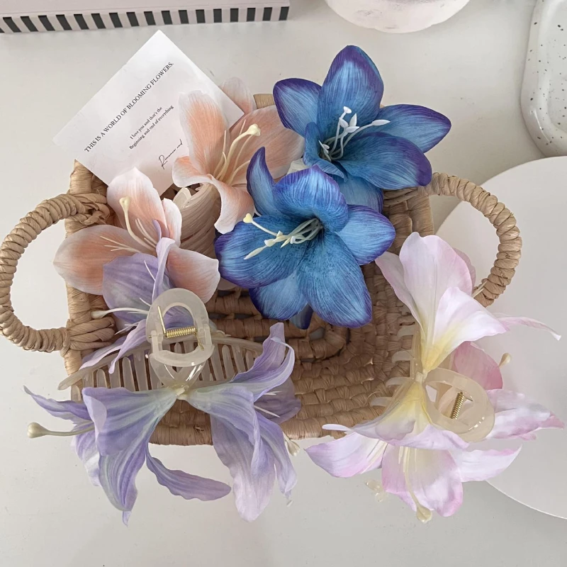 Заколки-крабы DS цветок лилии женские