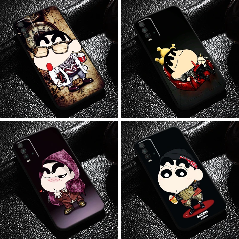 

Cartoon Crayon Shin-chan Phone Case For Xiaomi Redmi 9T Soft Liquid Silicon Back Carcasa Coque