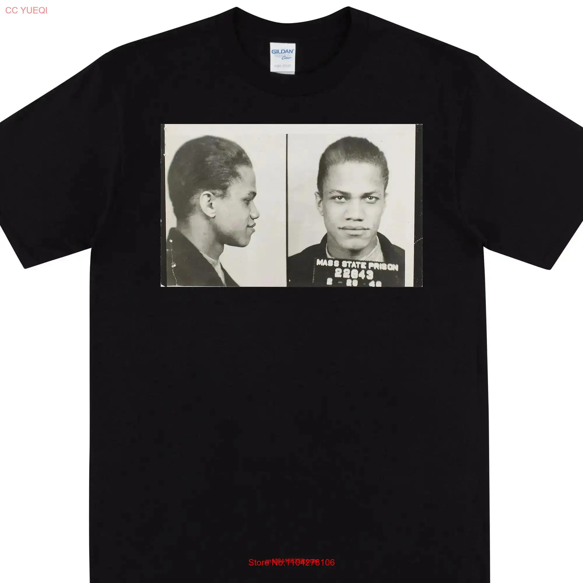 MALCOLM X T Shirt For Men With Mugshot Of Photograph 60s ShirtVintage long or short sleeves