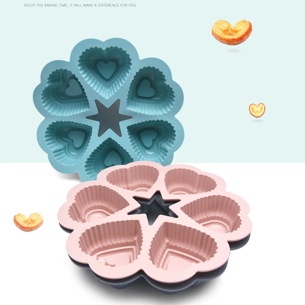 6 Holes Heart Shaped 3D Chocolate Cake Mold Bakeware Silicone DIY Handmade Candy Pudding Muffin Icecream Mould