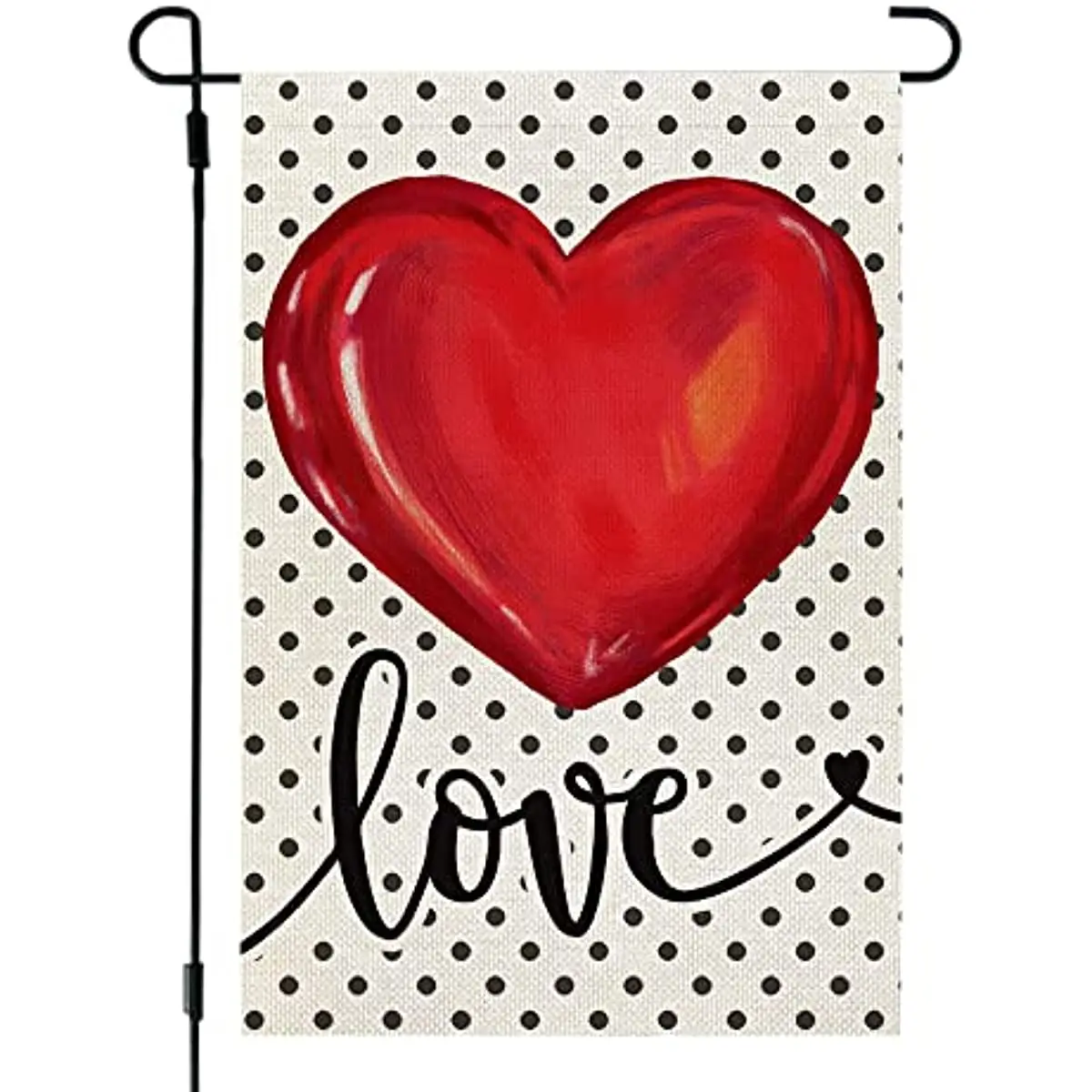 

Black Dots Valentines Day Garden Flag 12x18 Inch Small Double Sided for Outside Love Heart Yard Custom Flag Outdoor Decoration