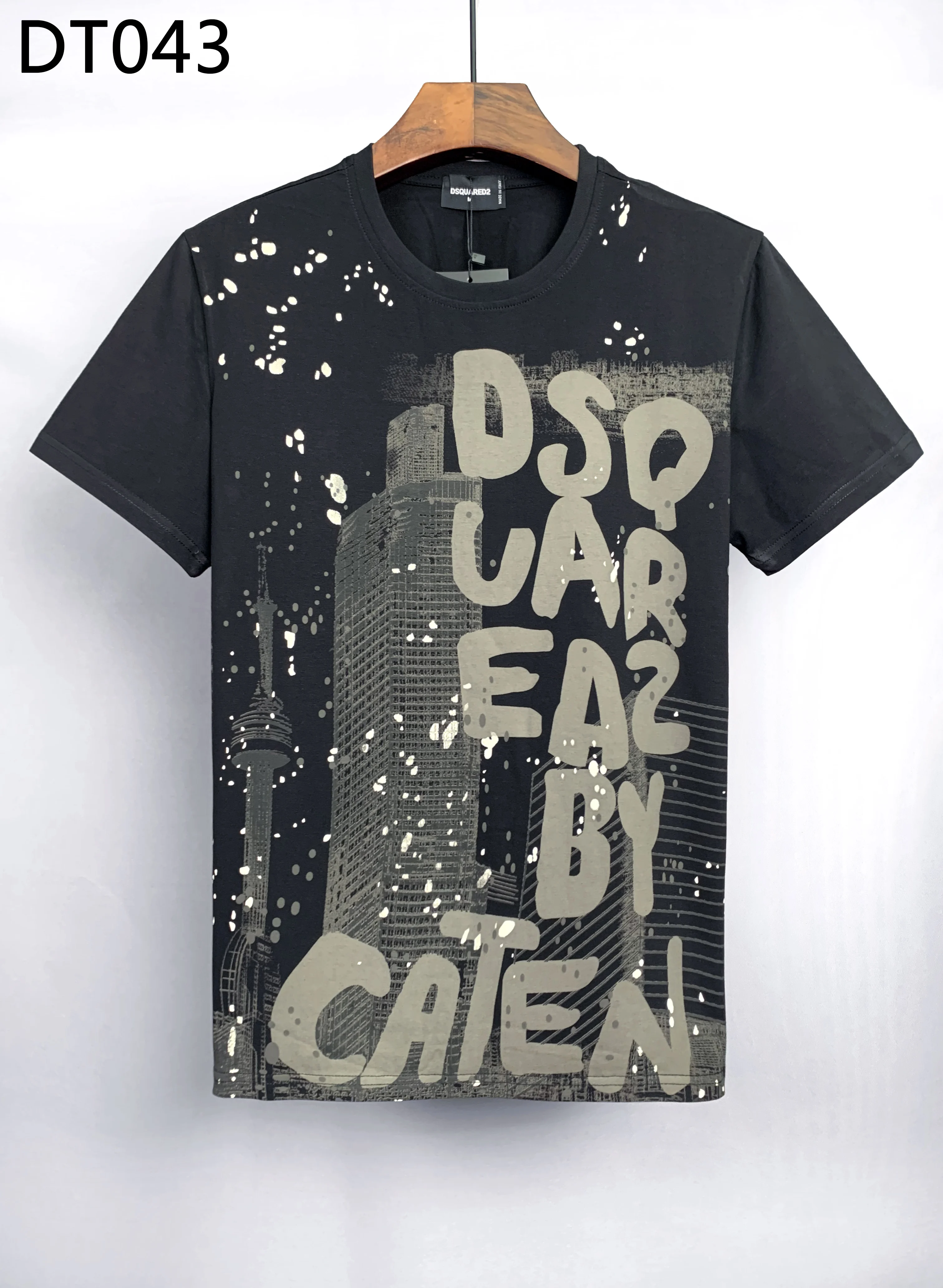

2023 Brand short sleeve Men's T-shirt Dsquared2 geometric print crew neck top D2 cotton casual fashion Milan shirts summer