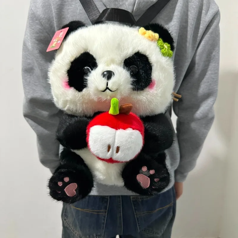 Китайский стиль милая панда модный плюшевый рюкзак на молнии с цветными блоками