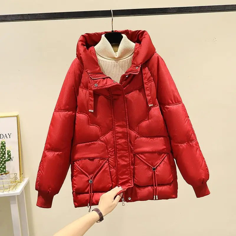 2023 New Winter Women Mig-long Parkas Casual Fashion Jackets Thick Warm Hooded Coat Female Outwear Korean Style Karkas C25