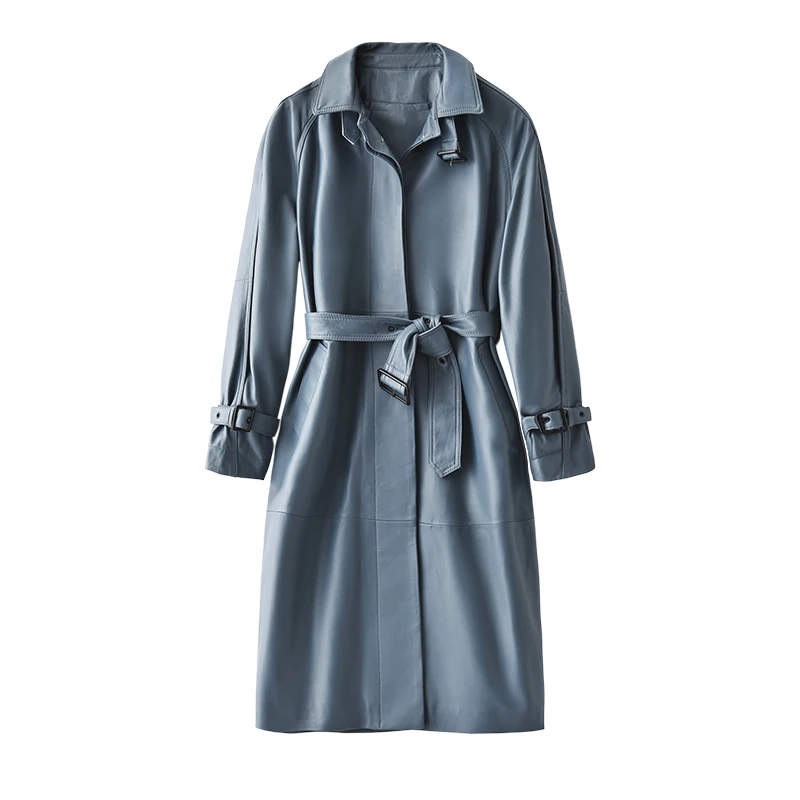 SHUCHAN Sheepskin Casacos De Inverno Feminino Adjustable Waist Single Breasted Autumn/Winter Single Breasted Long Jackets Women