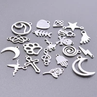 20pcslot cartoon mixed mini moon waves stainless steel charms heart pendants diy crafts note earrings accessories supplies bulk
