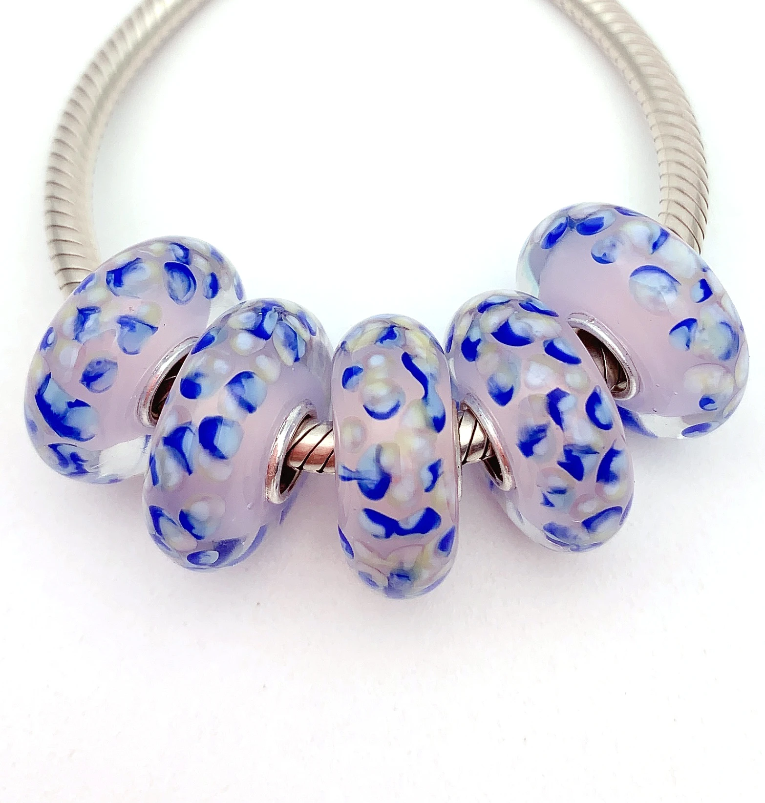 

XHYG217 5X 100% Authenticity S925 Sterling Silver Beads Murano GlassBeads Fit European Charms Bracelet Diy Jewelry Lampwork