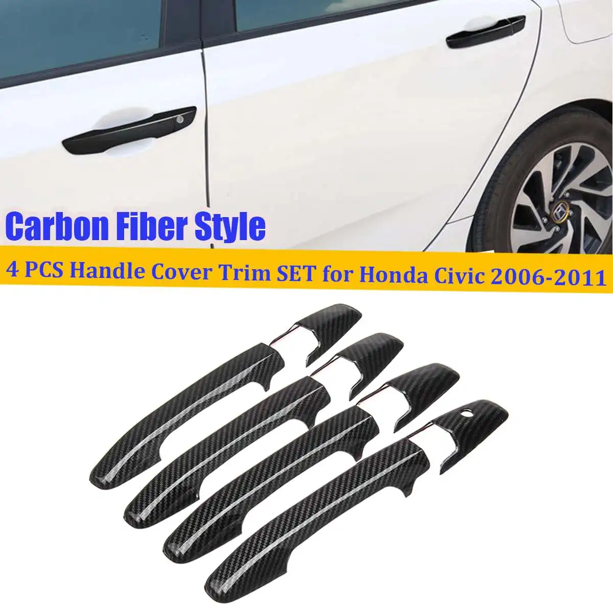

4Pcs Carbon Fiber Door Handle Cover Trim For Honda 2006-2011 Door Handle Cover Pad Sticker Bezel Auto Accessories