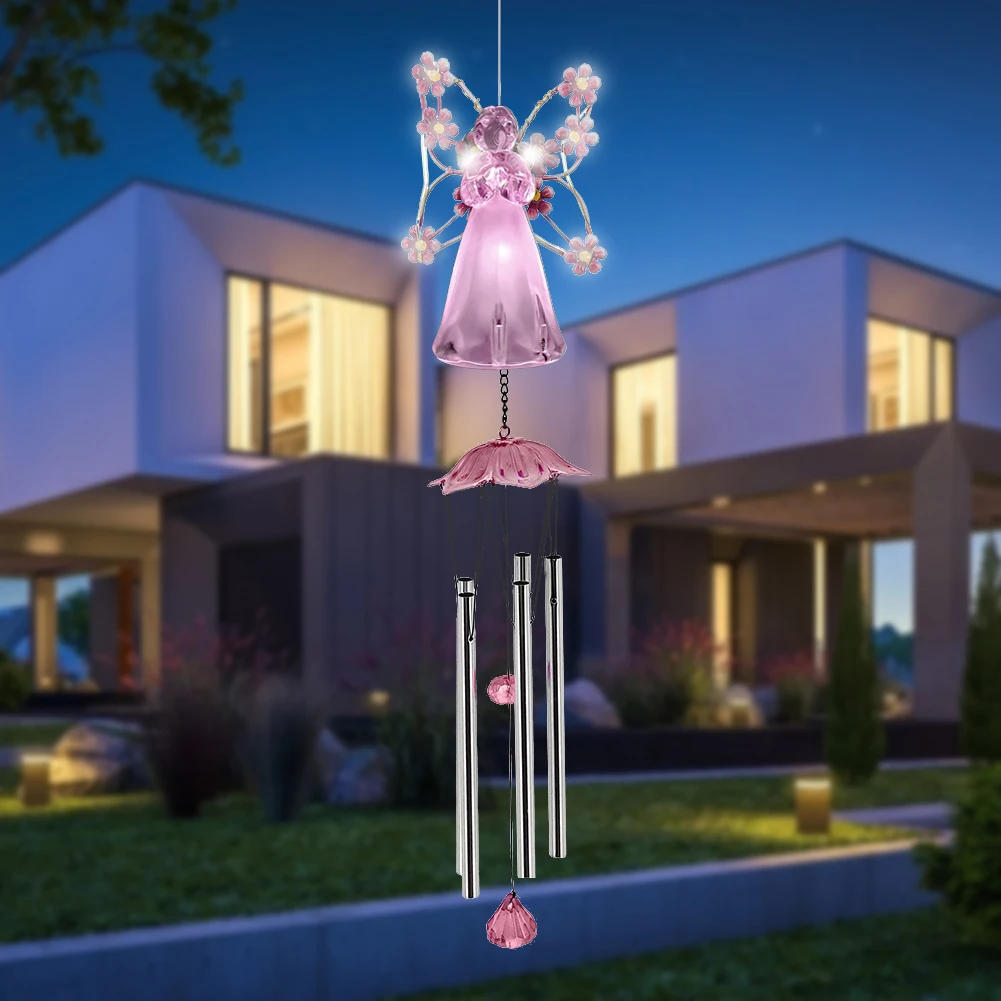 

LED Solar Chandelier Automatic Charging Angel Wind Chime Lawn Atmosphere Light Decorative Pathway Landscape Lights for Courtyard