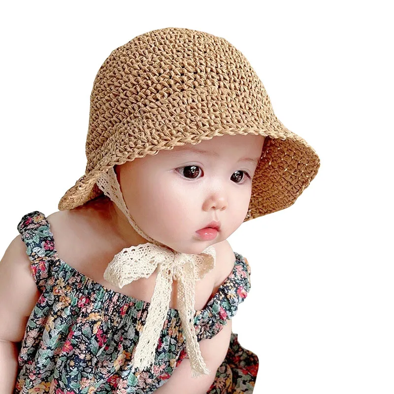 YouCY Floral Bow Fisherman Hat Princess Flower Lace Cap Spring Summer and Autumn Beach Basin Cap for Little Girl Kids Children,Blue