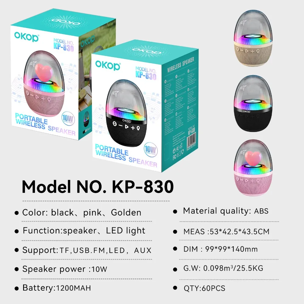 OKOP Bluetooth-динамик, настольный крутой RGB атмосферный глазурованный свет, динамики с беспроводной картой, видеосабвуфер 미니 블루투스 스피커,블루투스 스피커 M60 (art.: 3920d2b6834cf) - 3920d2b6834cf